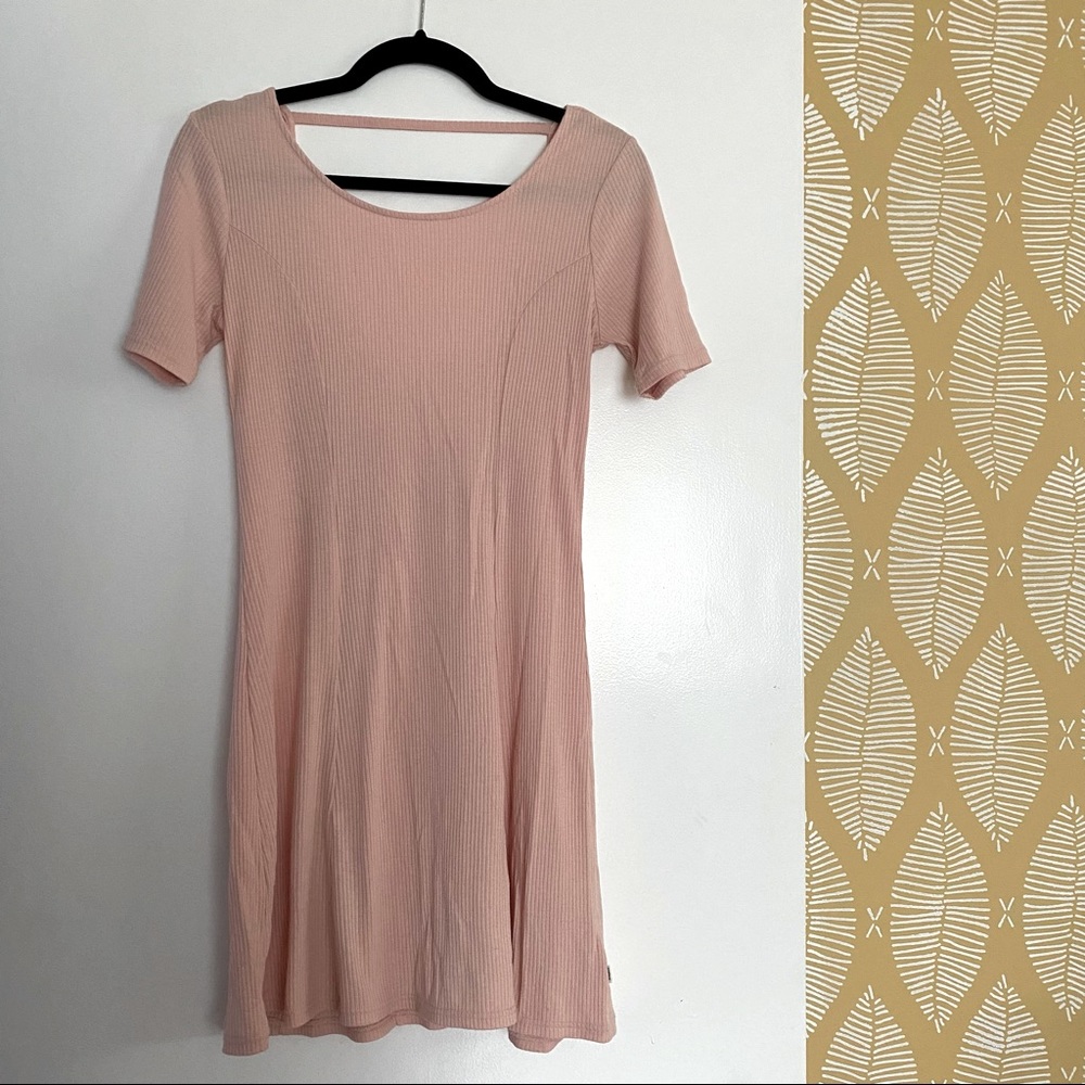 Vans baby pink ribbed mini dress
